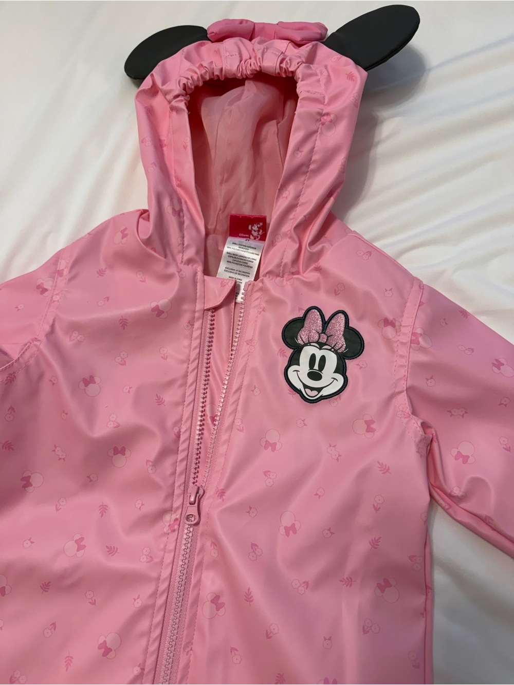 Disney Pink Minnie Mouse Hooded Raincoat with Ears